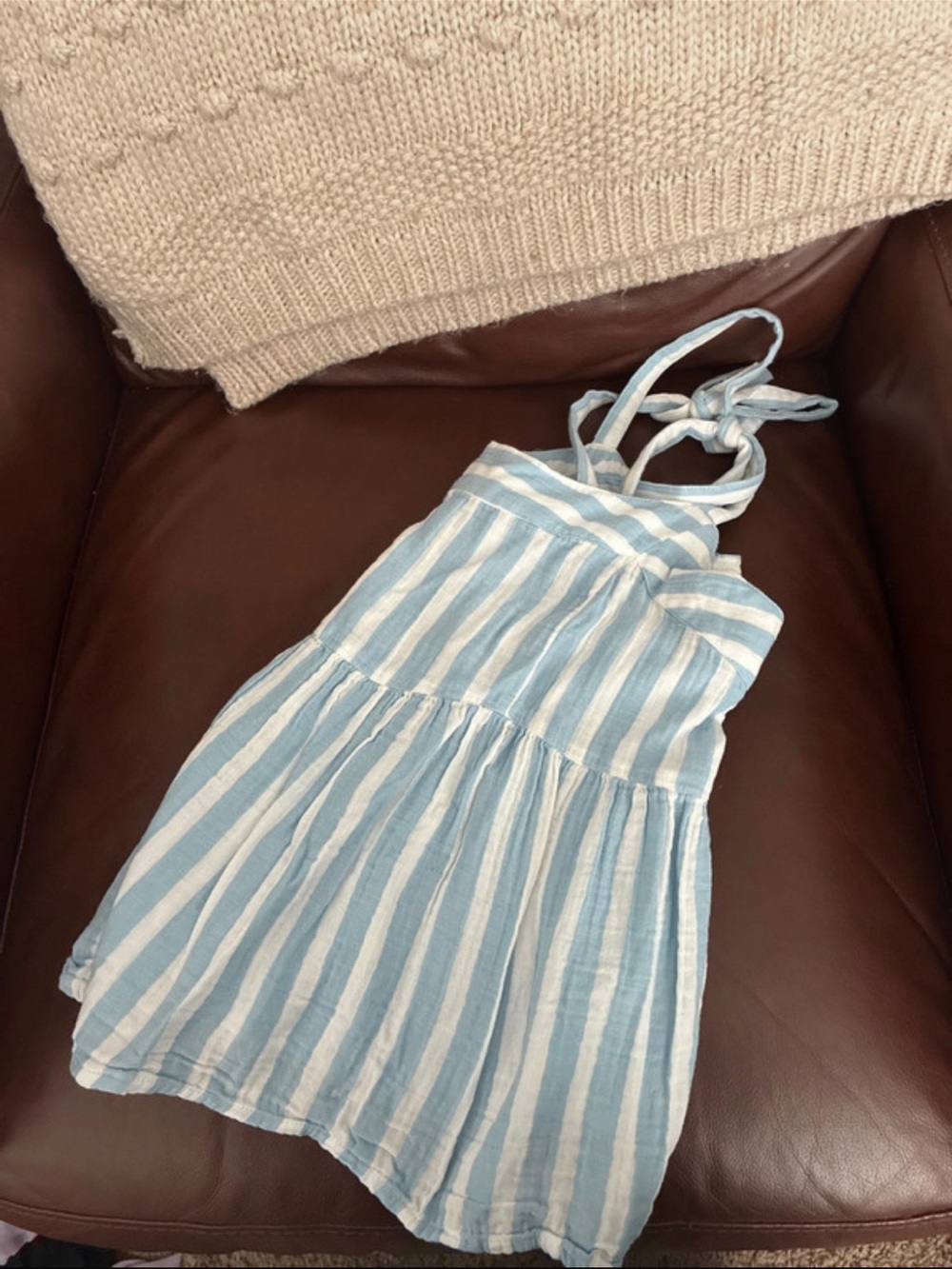 Old Navy Light Blue and White Striped Halter Dress